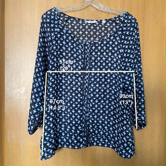 4/$20 | Reitmans Sheer Black and Blue Blouse as-is - Picture 2 of 6